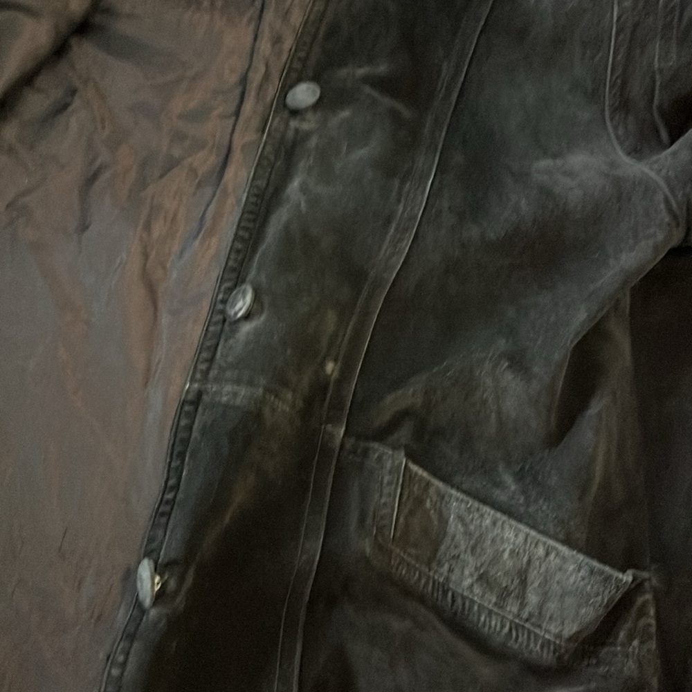 SILVERLEAF Women’s Black Suede Leather Long Jacket- Large - Picture 11 of 12